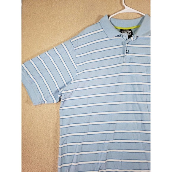 Southpole Shirt Mens 2XL XXL Polo Striped Collared Blue Cotton Button Pullover - Picture 2 of 12